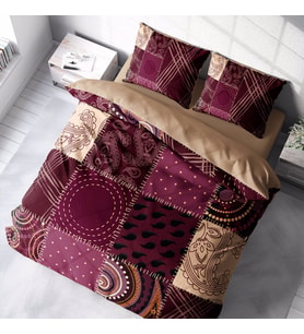 MonoHome Patchwork 3D Pamuk Saten Çift Kişilik Nevresim Takımı (Karışık)
