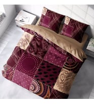 MonoHome Patchwork 3D Pamuk Saten Çift Kişilik Nevresim Takımı (Karışık)
