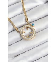 316L Çelik Zirkon Taşlı Takılabilir Gold Renk Kadın Kolye TJ-BKO10506