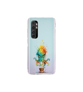 Xiaomi Mi Note 10 Lite ile uyumlu Splash ahtapot tasarımlı şeffaf silikon kılıf
