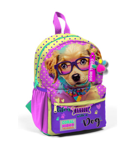 Minik Yuva Sırt Çantası Sarı Pembe Sevimli Köpek Desenli İki Bölmeli 23552