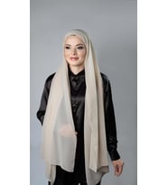 Bej Pratik Hazır Geçmeli Şal Şifon Boru Boneli 3001_12