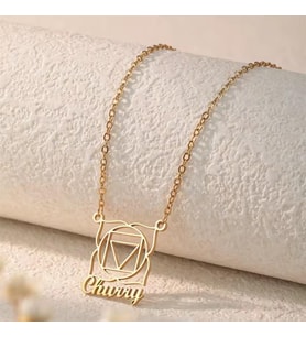 Kişiye Özel 925 Ayar Gümüş Kök Çakra (Muladhara) İsim Kolye (Gold)