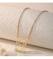Kişiye Özel 925 Ayar Gümüş Kök Çakra (Muladhara) İsim Kolye (Gold)