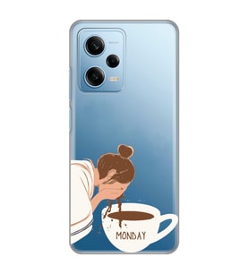 Redmi Note 12 Pro 5G Uyumlu Kahve Tasarımlı Şeffaf Telefon Kılıfı