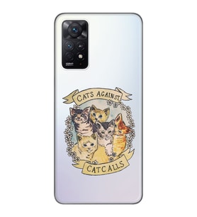 Xiaomi Redmi Note 11 PRO Uyumlu Sevimli Kediler Tasarımlı Şeffaf Telefon Kılıfı