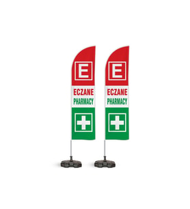 2 Adet Eczane Pharmacy Logolu Yönlendirme Yelken Bayrak