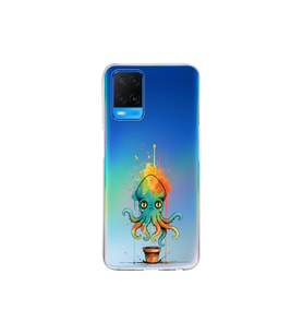 Oppo A54 4G ile uyumlu Splash ahtapot tasarımlı şeffaf silikon kılıf