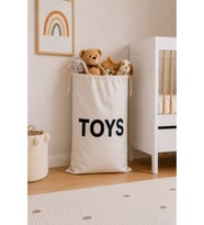 Toys Desenli Kanvas %100 Pamuk Yıkanabilir Oyuncak Torbası 50x70cm