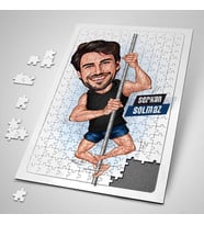 Sırıkla Atlayan Erkek Karikatürlü 240 Parça Kişiye Özel  Puzzle