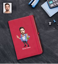 Kişiye Özel Öğretmen Karikatürlü Kırmızı Defter Bay-18