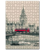 Cakapuzzle Londra Big Ben Köprü ve Kırmızı Otobüs Puzzle Yapboz MDF (Ahşap) (120 Parça)