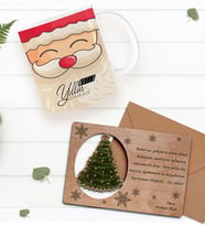 BK Gift Kişiye Özel Mutlu Yıllar Kupa Bardak ve Retro Ahşap Yılbaşı Tebrik Kartı Hediye Seti-6 (Sarı)