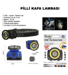 GÜÇLÜ PİLLİ KAFA LAMBASI WATTON WT-607 (Siyah)