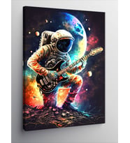 Kanvas Tablo Uzayda Gitar Çalan Astronot