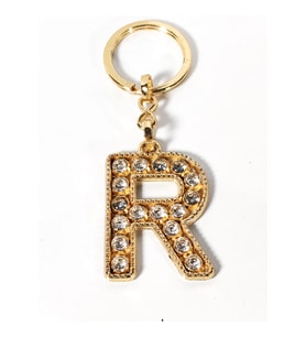 R Harfi Taşlı Gold Renk Metal Anahtarlık – Şık ve Işıltılı Harf Tasarımı