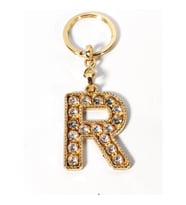 R Harfi Taşlı Gold Renk Metal Anahtarlık – Şık ve Işıltılı Harf Tasarımı