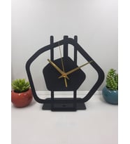 Gowpenart Gravel / Çakıl Taşı Metal Siyah Masa Saati - Ev / Ofis Saati - Hediye Saat (Siyah)