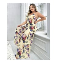 Arias Closet Özel Tasarım Büyük Beden Çiçek Desenli İnce Askılı 2li Pijama Takımı