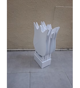 Zigon Çanta 90539 Lale Model Dörtlü Takım Ahşap MDF Beyaz Renk El Yapım