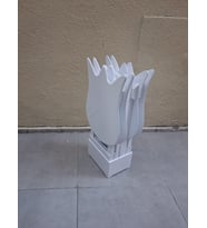 Zigon Çanta 90539 Lale Model Dörtlü Takım Ahşap MDF Beyaz Renk El Yapım