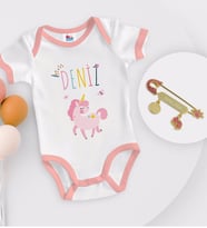 BK Kids Kişiye Özel İsimli Pembe Bebek Body Zıbın ve Kız Bebek İğnesi Hediye Seti-4