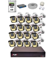 FURY 15 Warm LED Ip Güvenlik Kamera Seti 16 Kameralı Sesli 4mp Gece Renkli Su Geçirmez 1403s 500GB