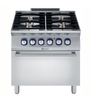 Electrolux Professional Endüstriyel 4 Açık Ateşli Gazlı Kuzine, Her Brulör 5,5 Kw, Elektrikli Fırın, Derinlik 730 Mm E7GCGH4CE0