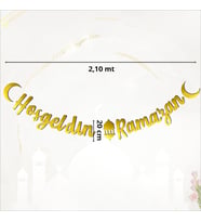Hoşgeldin Ramazan Metalik Altın Banner - 2.10 mt
