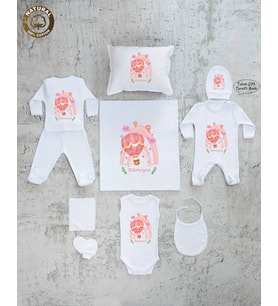 K05 Isimli Kız Bebek 10lu Beyaz Hastane Çıkışı %100 Pamuk