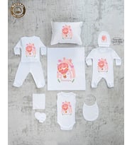 K05 Isimli Kız Bebek 10lu Beyaz Hastane Çıkışı %100 Pamuk