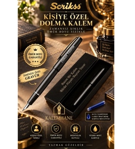 Kalemhane Kişiye Özel Scrikss Dolma Kalem Özel Kutulu Ömür Boyu Garantili Hediye Paketli (Siyah)