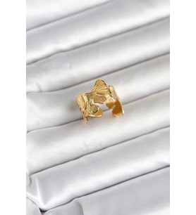 316L Çelik Gold Renk Lotus Model Kadın Yüzük