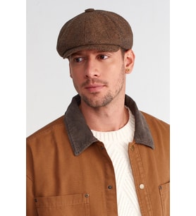 Erkek Kamel Balıksırtı Kasket 8 Parça Peaky Blinders Şapka (Camel)