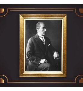 Altın Varaklı Çerçeveli Paspartulu Atatürk Tablo z5110 (Gold)