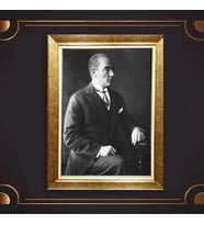 Altın Varaklı Çerçeveli Paspartulu Atatürk Tablo z5110 (Gold)
