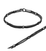 Gümüş Toplu Örgü Kazaziye Unisex Bileklik (Karışık)