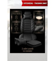 hyundai tucson 2007 Koltuk ve Kılıf uyumlu Siyah Yastık Minder Lüks 2 Minder 2 Yastık
