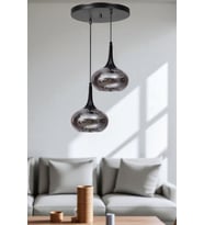 ZARA 2 Lİ TEPSİLİ SİYAH FÜME CAMLI SARKIT