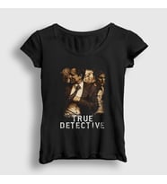Presmono Kadın Siyah Poster Dizi True Detective T-Shirt 477322tt