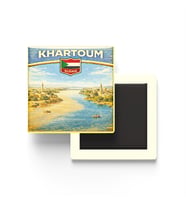 Retro Sudan Hartum Şehri Temalı Vintage Buzdolap Magneti – 9x9 cm