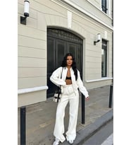 Neşeli butik kadın kışlık alt üst eşofman takımı NB0022 - Ekru