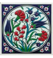 Armada Çini 10x10 Cm ED 101 Lale Karanfil İznik El dekoru Çini Pano