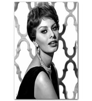 Cakatablo Sofia Loren Siyah Beyaz Portre MDF Tablo