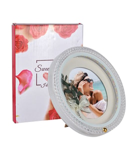 Ledli Yuvarlak Çiçek Buketi Fotoğraf Çerçevesi - 23cm(baskı dahil)