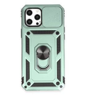 Durukar® iPhone 12 Pro Max Kılıf Pars Lens Yüzüklü Silikon - Yeşil