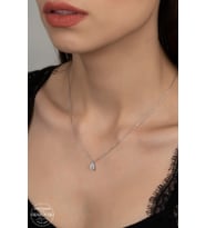 SWAROVSKİ CRYSTAL TEK TAŞ  925 AYAR GÜMÜŞ KOLYE