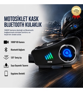 Motosiklet Kask Bluetooth Kulaklık 1080P Kamera Destekli