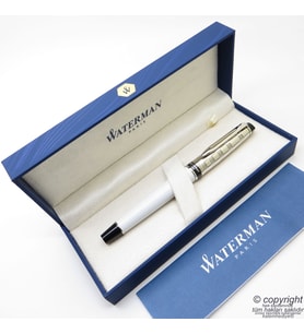 Waterman Expert 3 Deluxe Beyaz CT Roller Kalem Set  İsme Özel Kalem  Hediye Kalem
