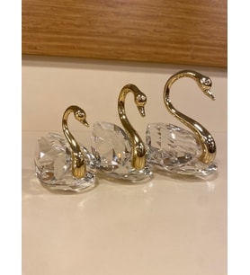 DEKORATİF 3 'LÜ KRİSTAL ALTIN KUĞU OBJE